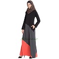 Asymmetrical panels abaya- Tricolor